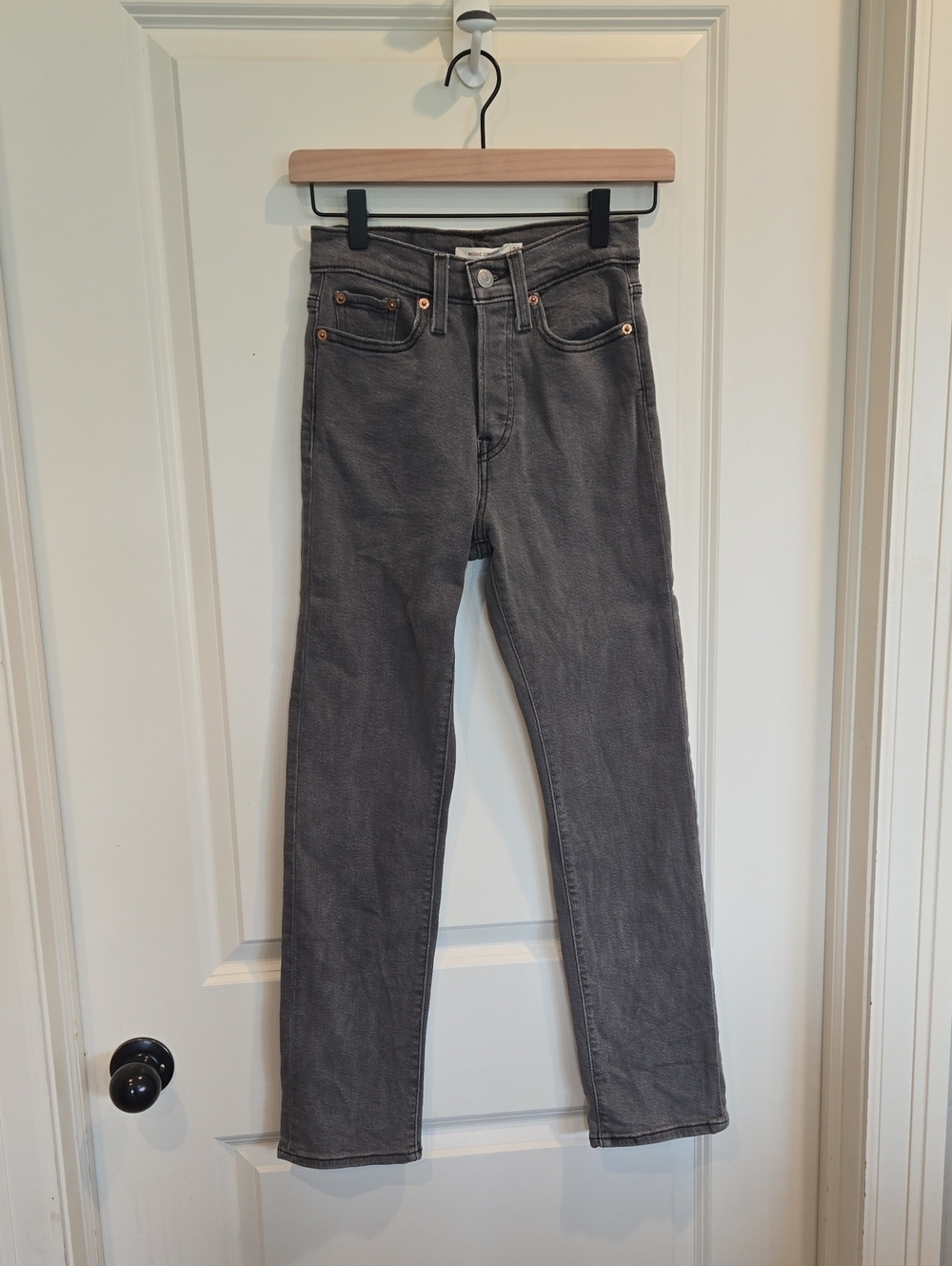 Womens Levis Wedgie Straight Gray Jeans
